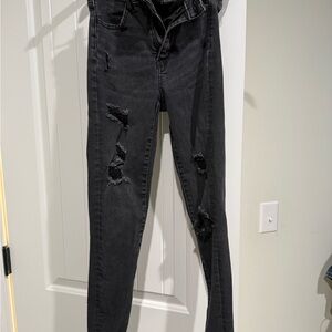 American Eagle Outfitters Black Ripped Skinny Jeans